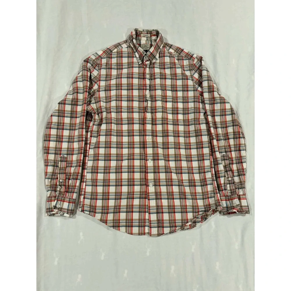 J Crew Classic Plaid Button Down Shirt‎ Stretch Secret Wash Men Size S